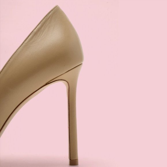 Jimmy Choo Anouk Beige Leather Stiletto Heels - Picture 9 of 12